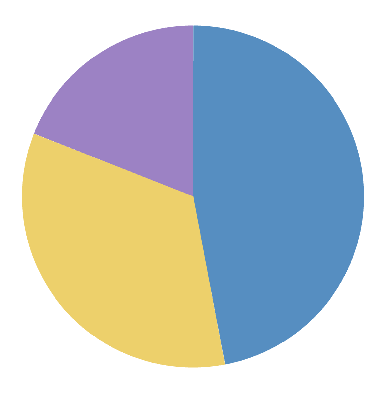 pie chart with 47, 34, 19
